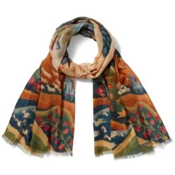 American Folk Art Landscape Oblong Scarf