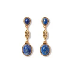 Ancient Gems Triple Drop Blue Lapis Earrings