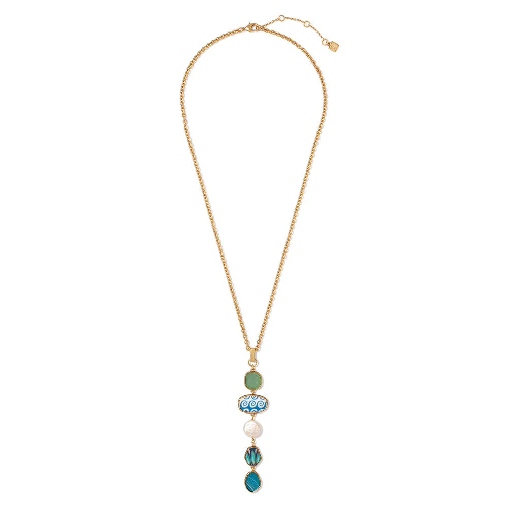 Ancient Mixed Motifs Glass Pendant Drop Necklace - Image 2