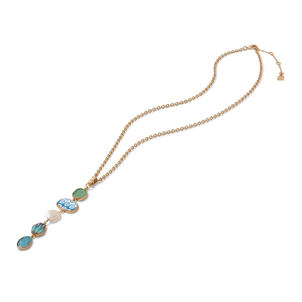 Ancient Mixed Motifs Glass Pendant Drop Necklace - Image 3