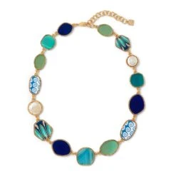 Ancient Mixed Motifs Glass Statement Necklace