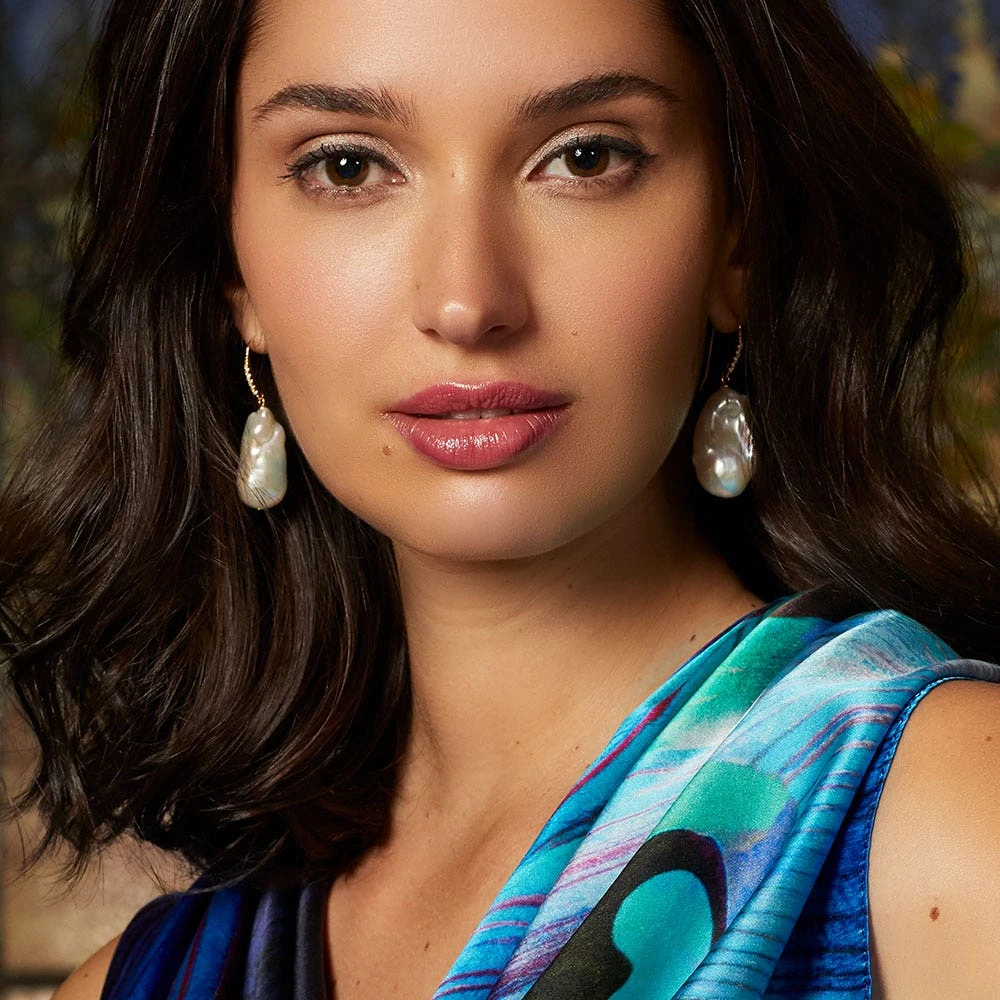 Baroque Pearl Drop Earrings - Image 2