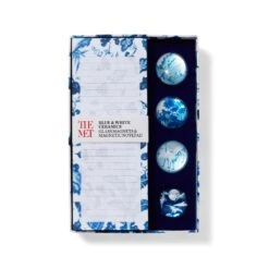 Blue & White Ceramics Notepad & Glass Magnet Set