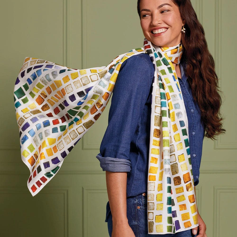 Byzantine Tesserae Oblong Silk Scarf - Image 5