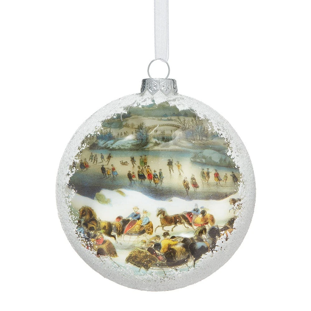Currier & Ives Snowscapes Glass Disc Ornament Set - Image 2