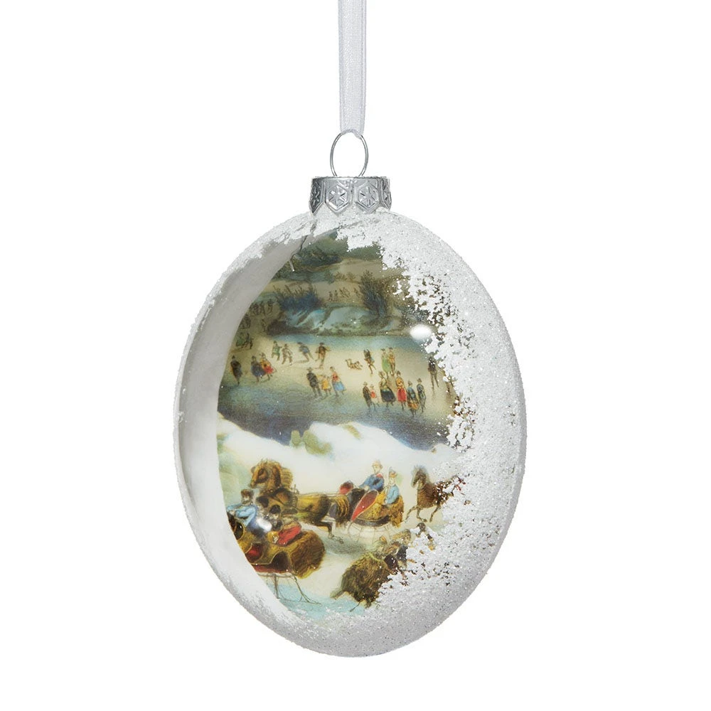 Currier & Ives Snowscapes Glass Disc Ornament Set - Image 3