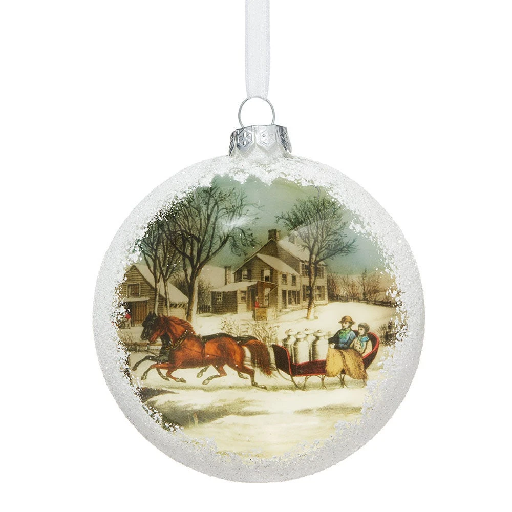 Currier & Ives Snowscapes Glass Disc Ornament Set - Image 4