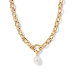 Cypriot Twist Pearl Chain Pendant Necklace