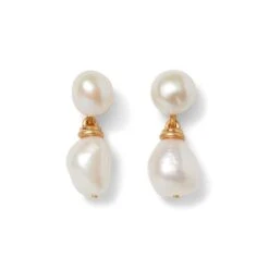 Cypriot Twist Pearl Double-Drop Earrings