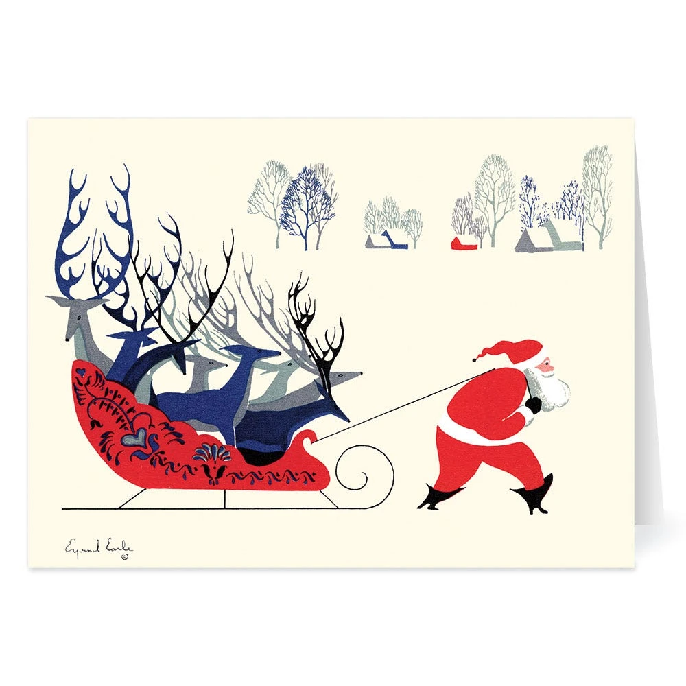 Earle: Santa And Deer Holiday Cards