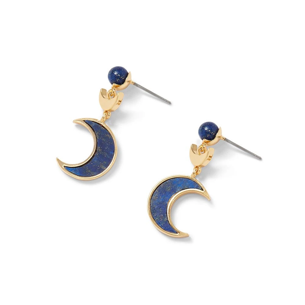 Fatimid Lapis Crescent Drop Earrings - Image 2