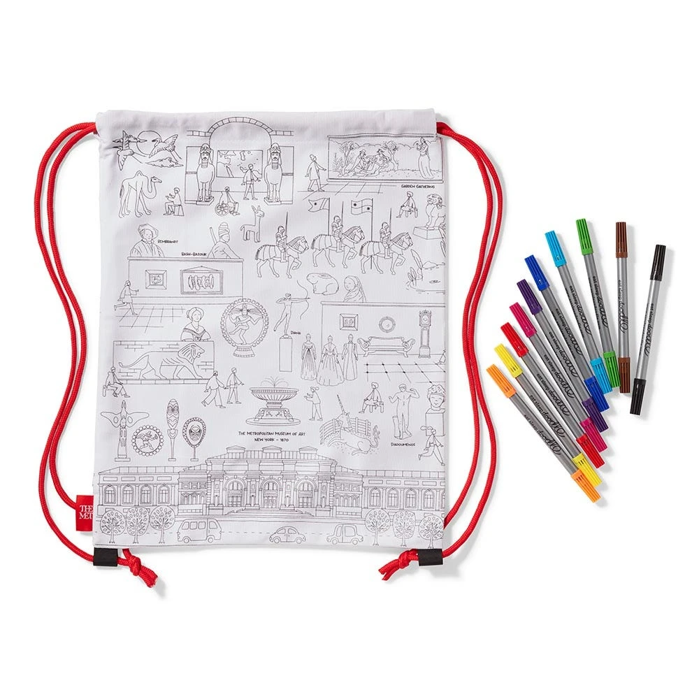 Favorite Galleries Of The Met Color & Learn Washable Kids' Drawstring Backpack