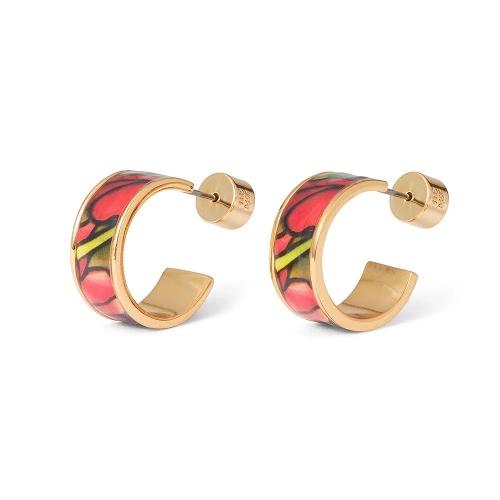 Favrile Tulip Enamel Hoop Earrings - Image 2