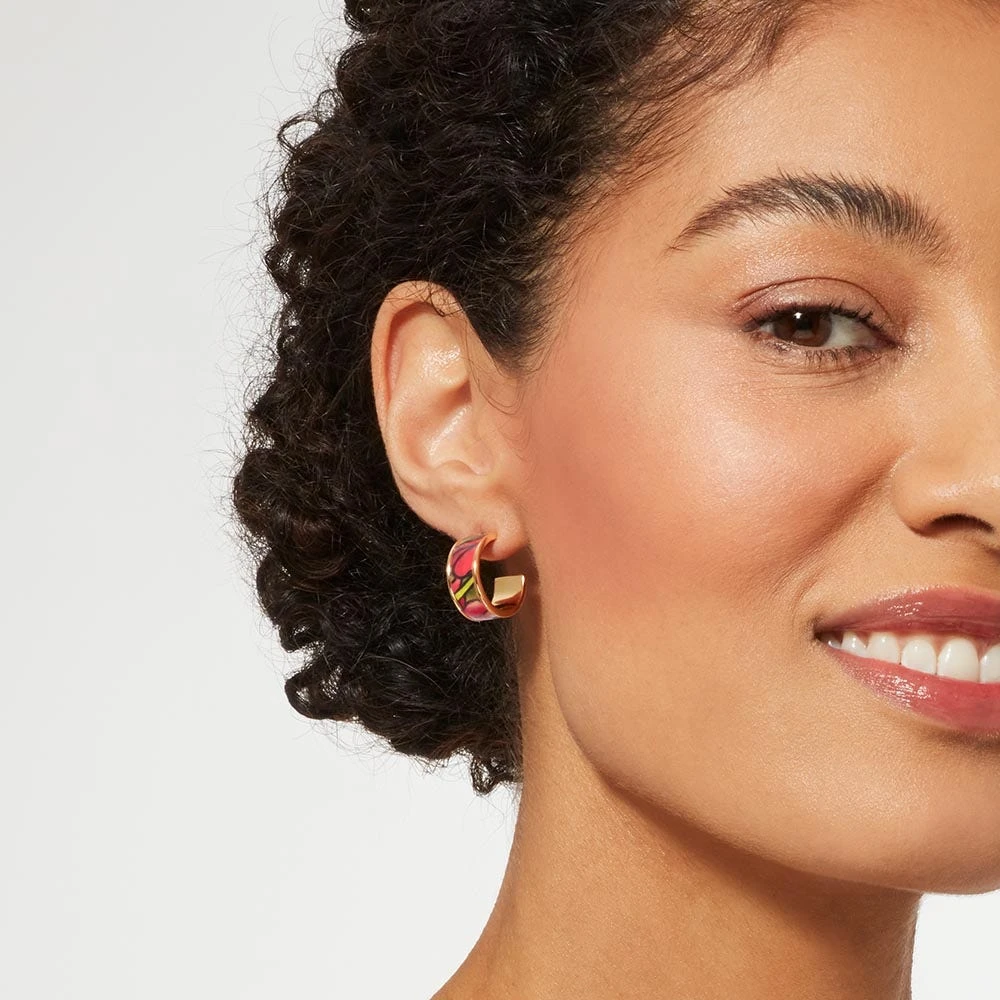 Favrile Tulip Enamel Hoop Earrings - Image 3