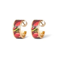 Favrile Tulip Enamel Hoop Earrings