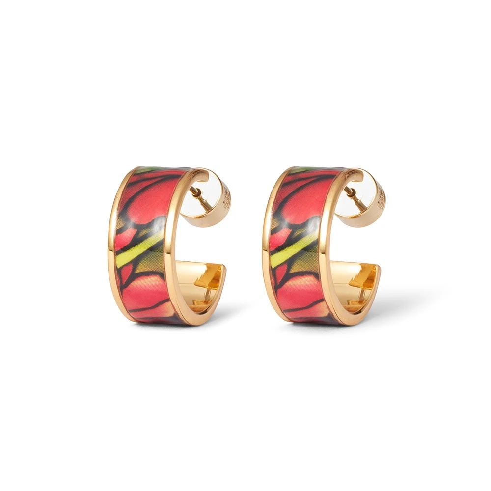 Favrile Tulip Enamel Hoop Earrings