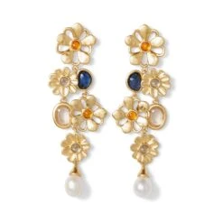 Floral Cluster Statement Drop Earrings