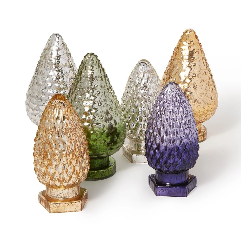 Glass Pine Cone Tabletop Ornament