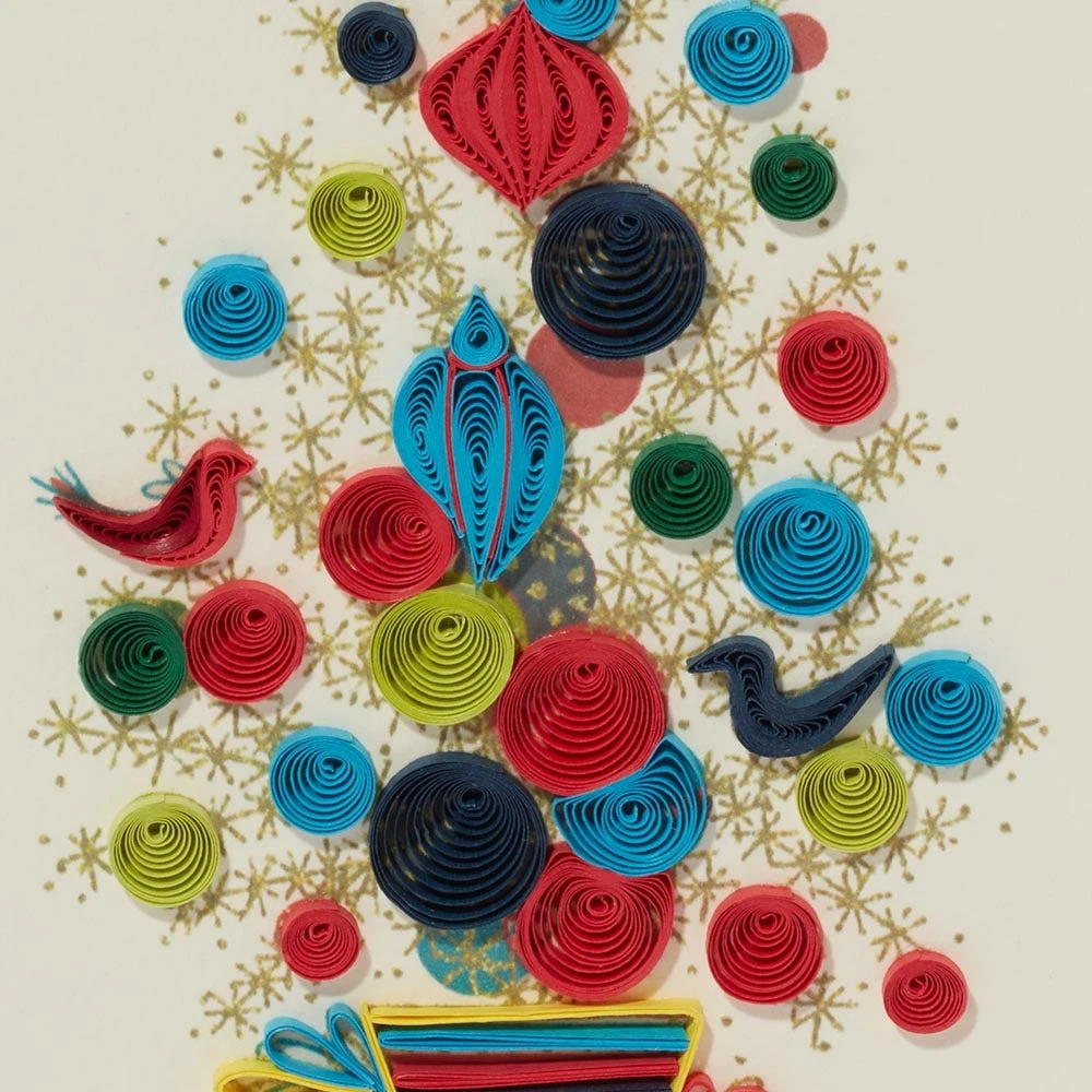 Golden Christmas Tree Quilled Holiday Card - Image 2