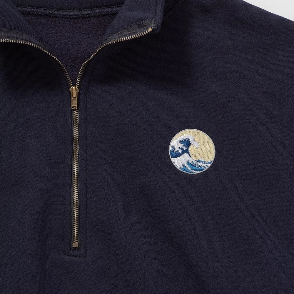 Hokusai Great Wave Quarter-Zip Sweatshirt - Image 3