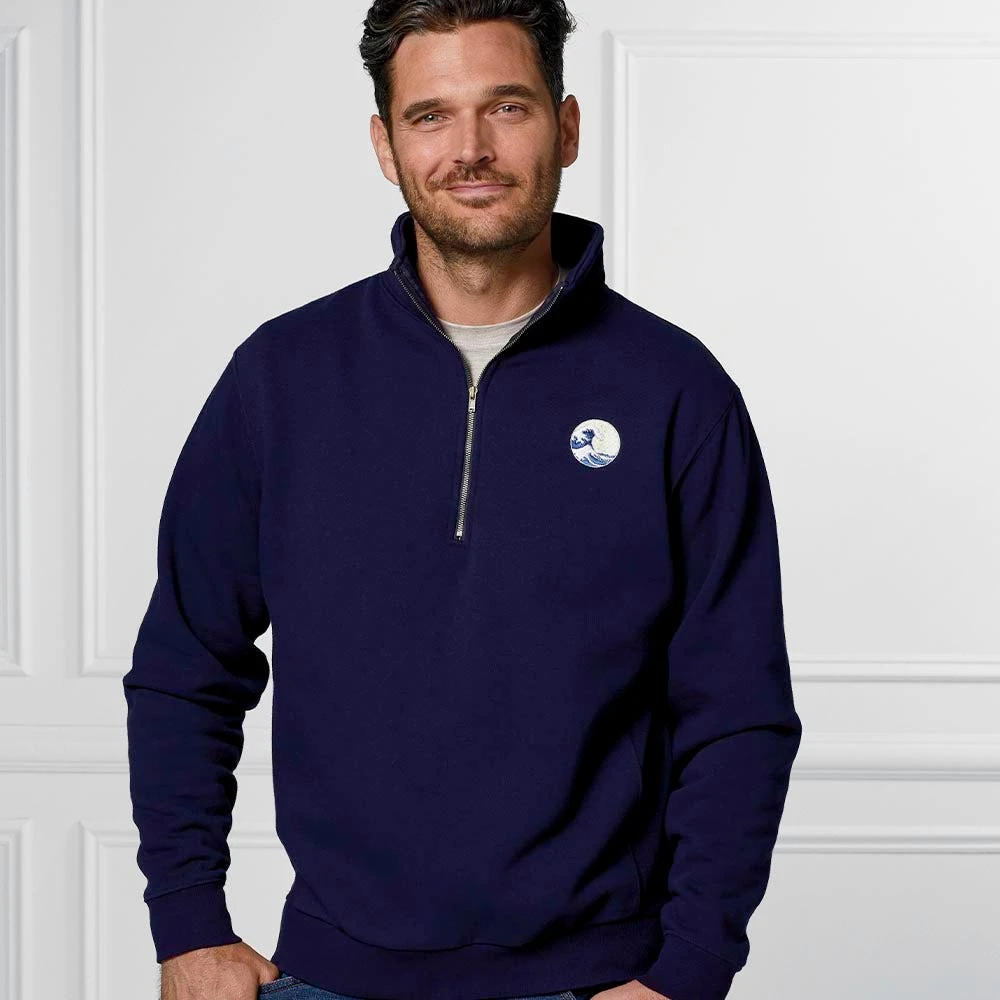 Hokusai Great Wave Quarter-Zip Sweatshirt - Image 4