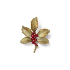 Holly Berry Jade Brooch