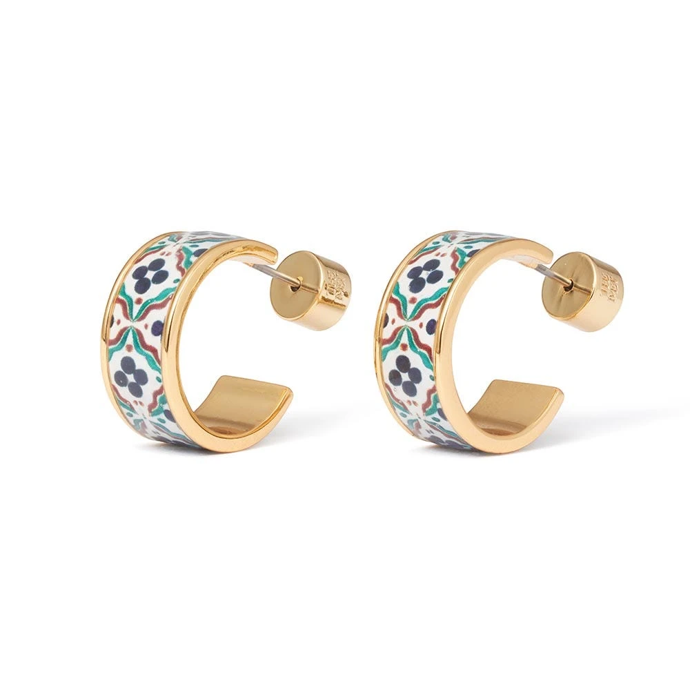 Iznik Cintamani Enamel Hoop Earrings - Image 2