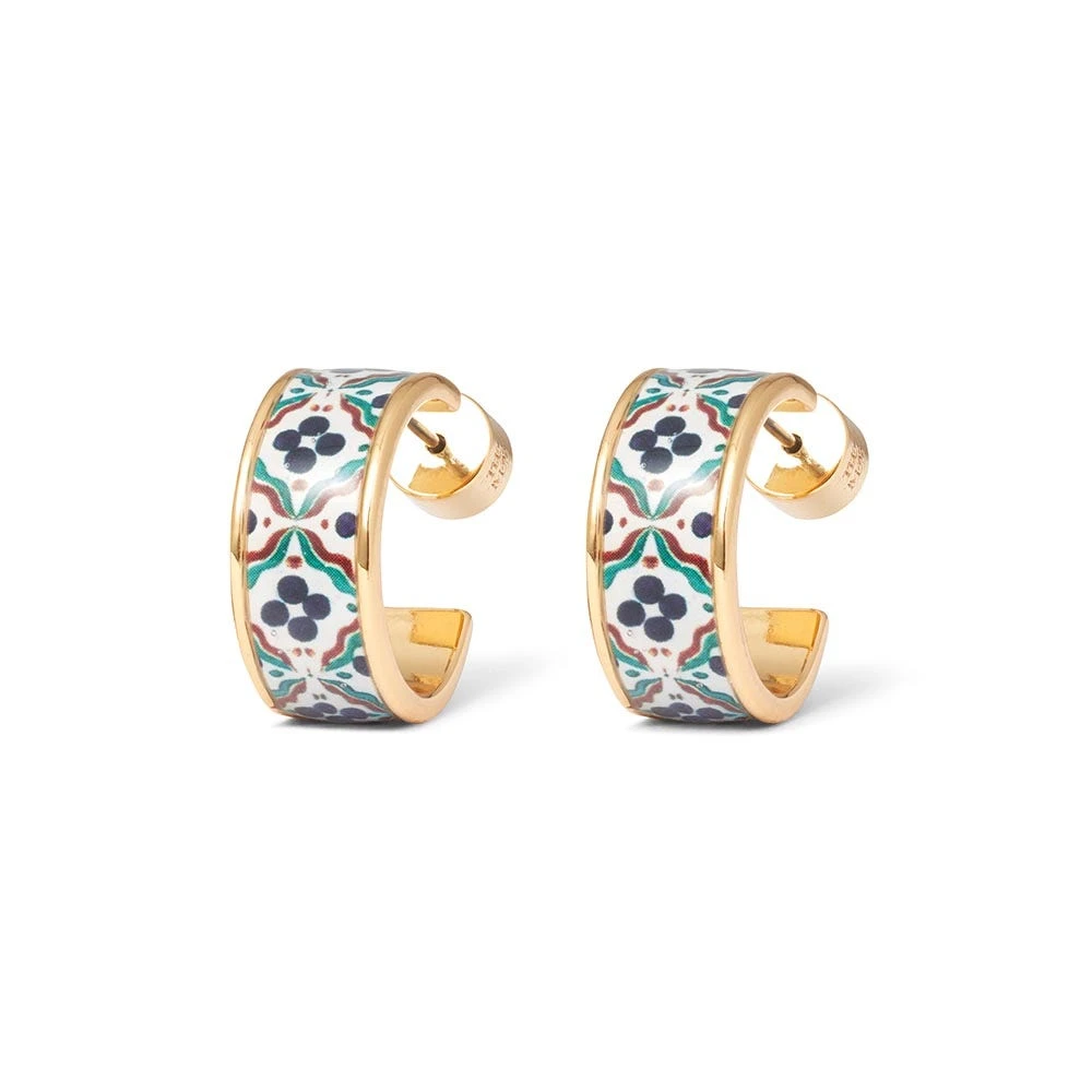 Iznik Cintamani Enamel Hoop Earrings