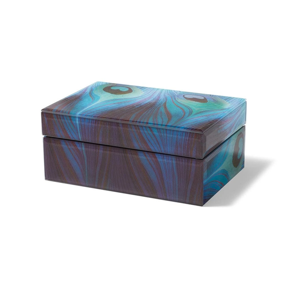 Louis C. Tiffany Peacock Feather Large Glass Box