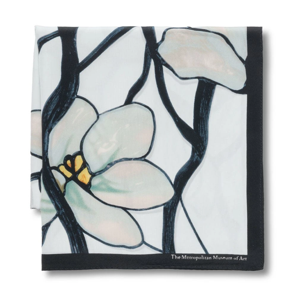 Louis C. Tiffany White Magnolia Oblong Silk Scarf - Image 2