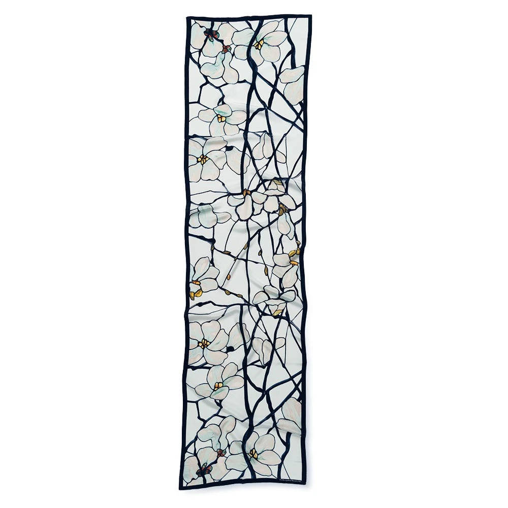 Louis C. Tiffany White Magnolia Oblong Silk Scarf - Image 4