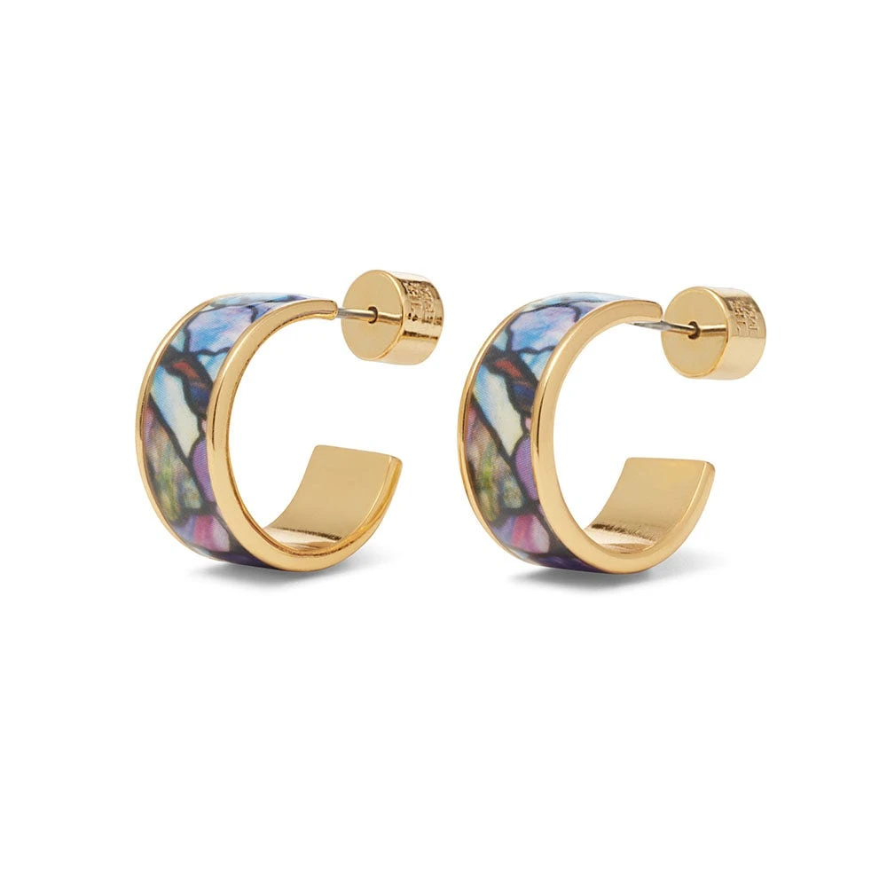 Magnolias And Irises Enamel Hoop Earrings - Image 2