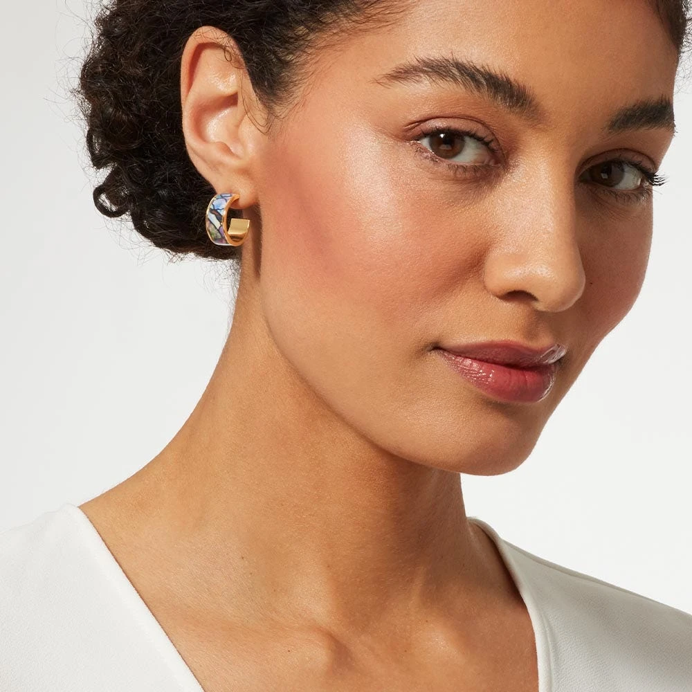 Magnolias And Irises Enamel Hoop Earrings - Image 3