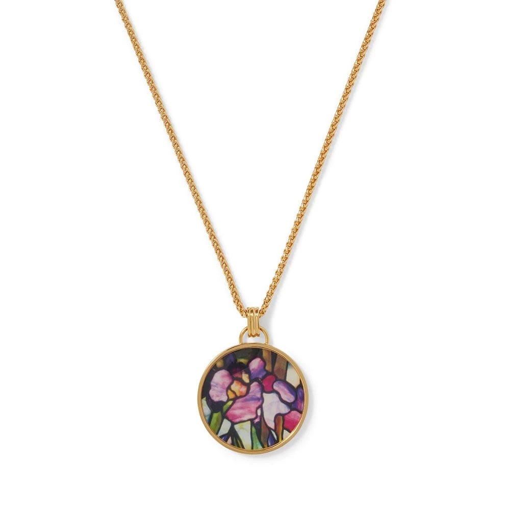 Magnolias And Irises Enamel Pendant Necklace