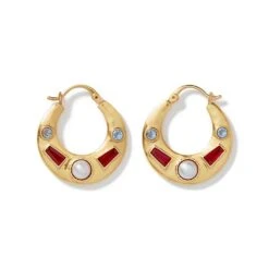 Medieval Stone Crescent Hoop Earrings