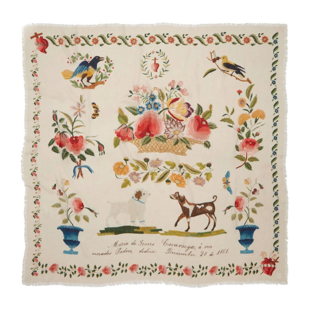 Mexican Sampler Square Cashmere-Blend Scarf