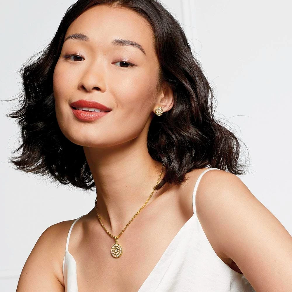 Mother-of-Pearl Mosaic T-Bar Pendant Necklace - Image 2