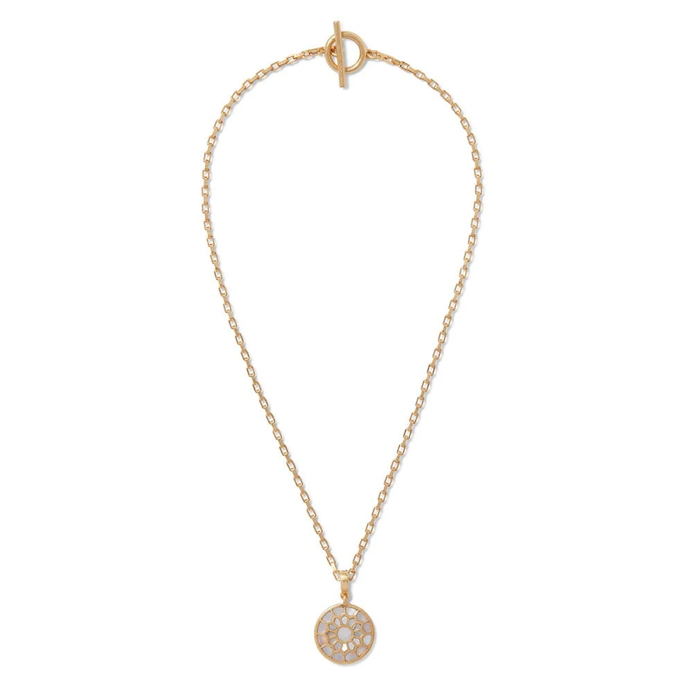 Mother-of-Pearl Mosaic T-Bar Pendant Necklace - Image 3