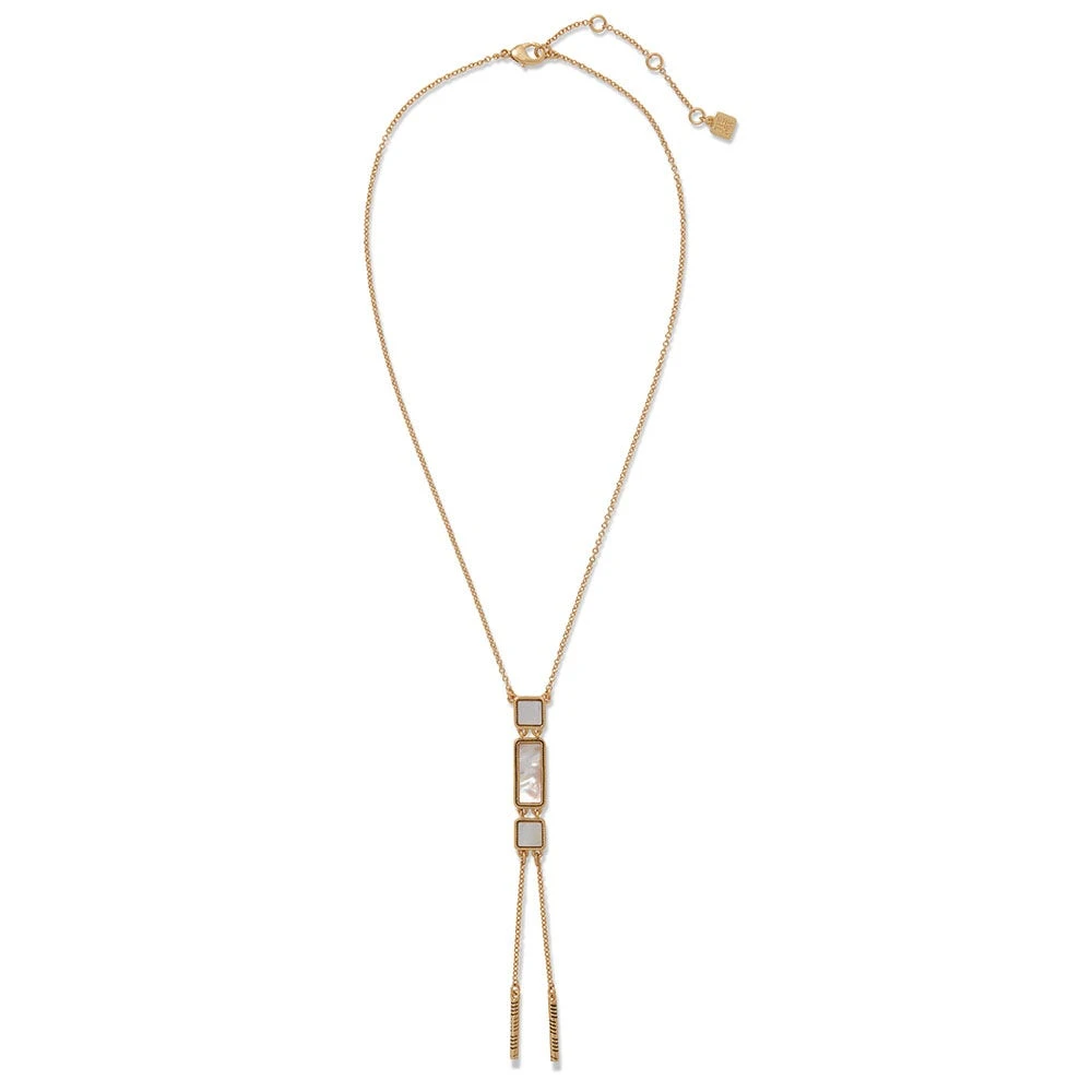 Mother-of-Pearl Tile Double Lariat Necklace - Image 3