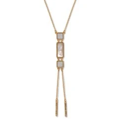 Mother-of-Pearl Tile Double Lariat Necklace
