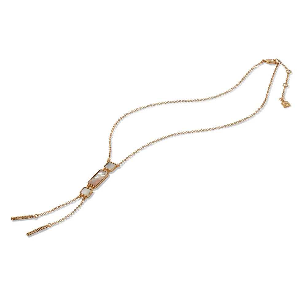 Mother-of-Pearl Tile Double Lariat Necklace - Image 4