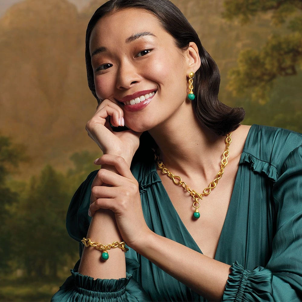 Roman Malachite Drop Earrings - Image 3