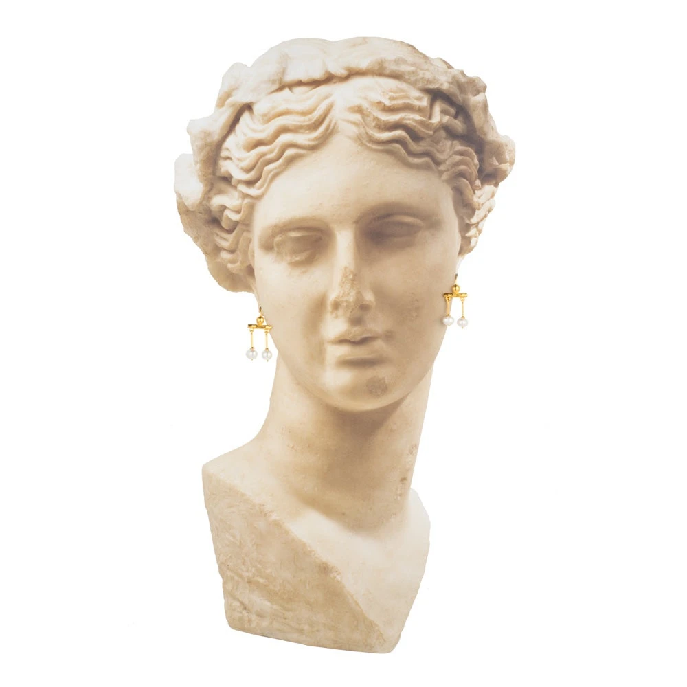 Roman Pearl Pendant Earrings - Image 3
