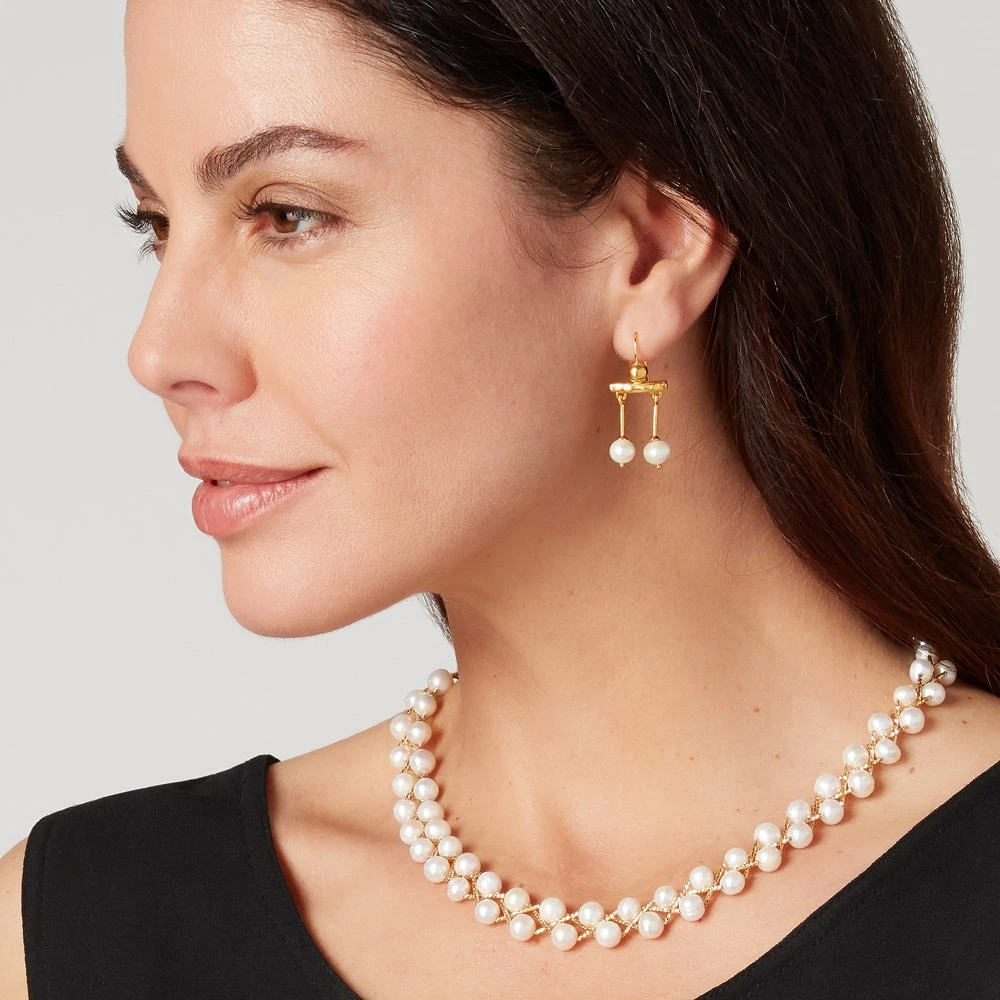 Roman Pearl Pendant Earrings - Image 4