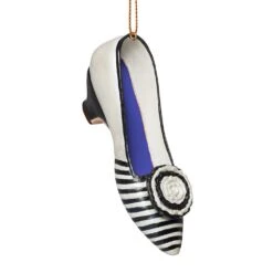 Striped Evening Slipper Shoe Ornament