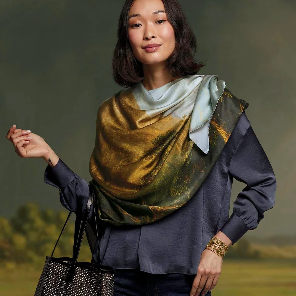 Sublime Landscapes Durand Oversize Oblong Silk Scarf - Image 2