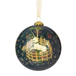 Unicorn In A Garden Hand-Painted Glass Ornament