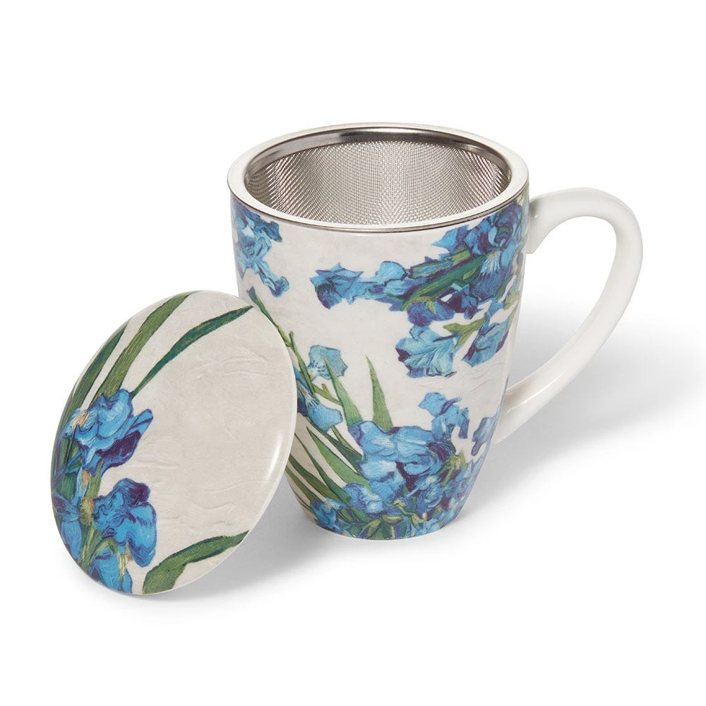 Van Gogh Irises Covered Mug With Tea Infuser