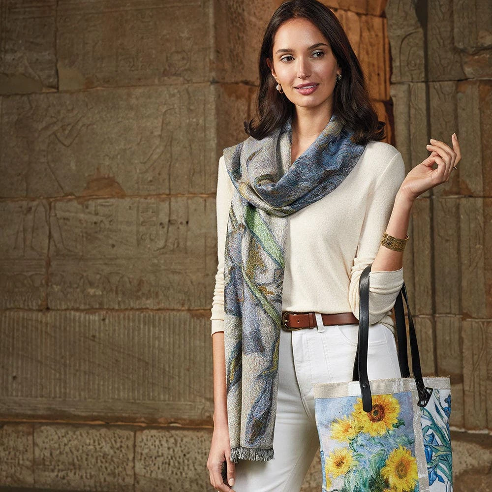 Van Gogh Irises Wool-Blend Shawl - Image 2