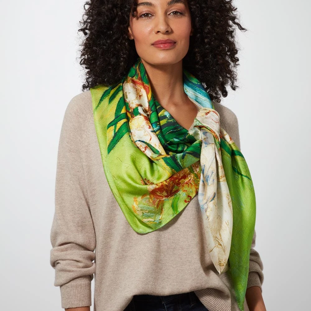 Van Gogh Oleanders Oversize Square Silk Scarf - Image 3